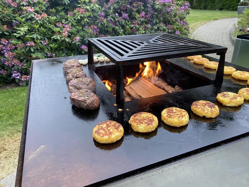 BBQ fire pit CUBY galvanized steel 80 x 80 x 40 cm