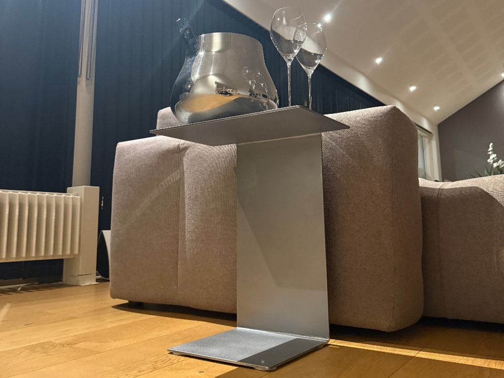 BAZE side table in raw steel – 39.5 cm