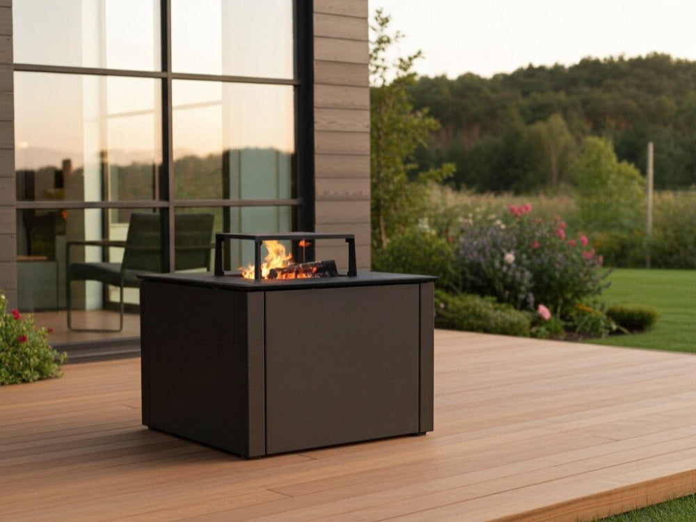CUBY fire pit grill in black – 60 × 60 × 40 cm