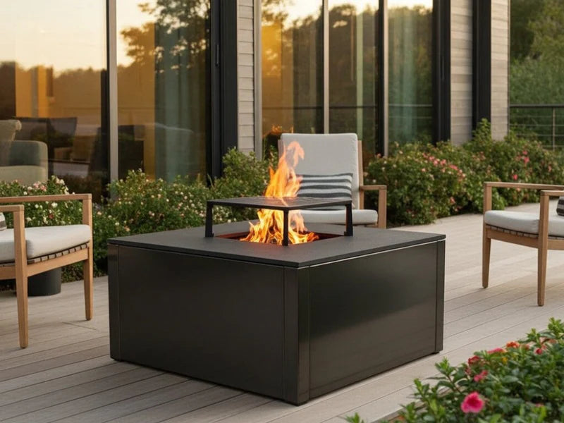 BBQ fire pit CUBY black 80 x 80 x 40 cm