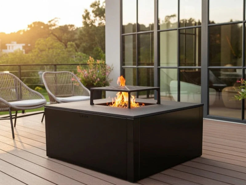 BBQ fire pit CUBY black 80 x 80 x 40 cm