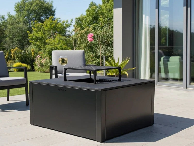 BBQ fire pit CUBY black 80 x 80 x 40 cm