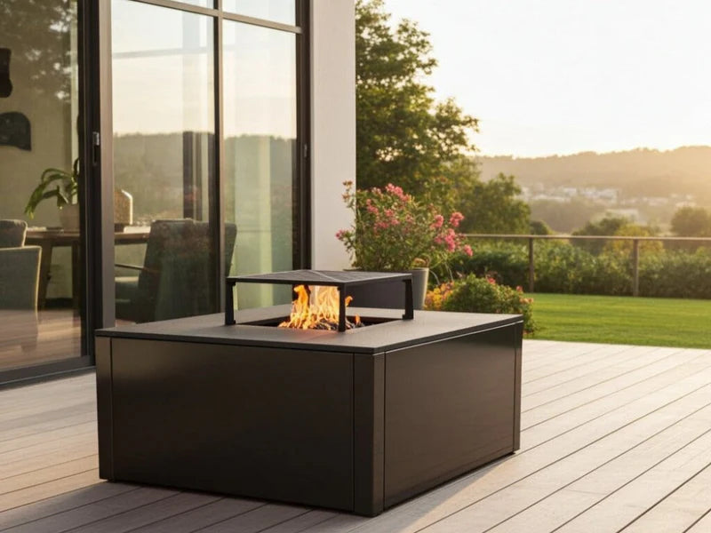 BBQ fire pit CUBY black 80 x 80 x 40 cm