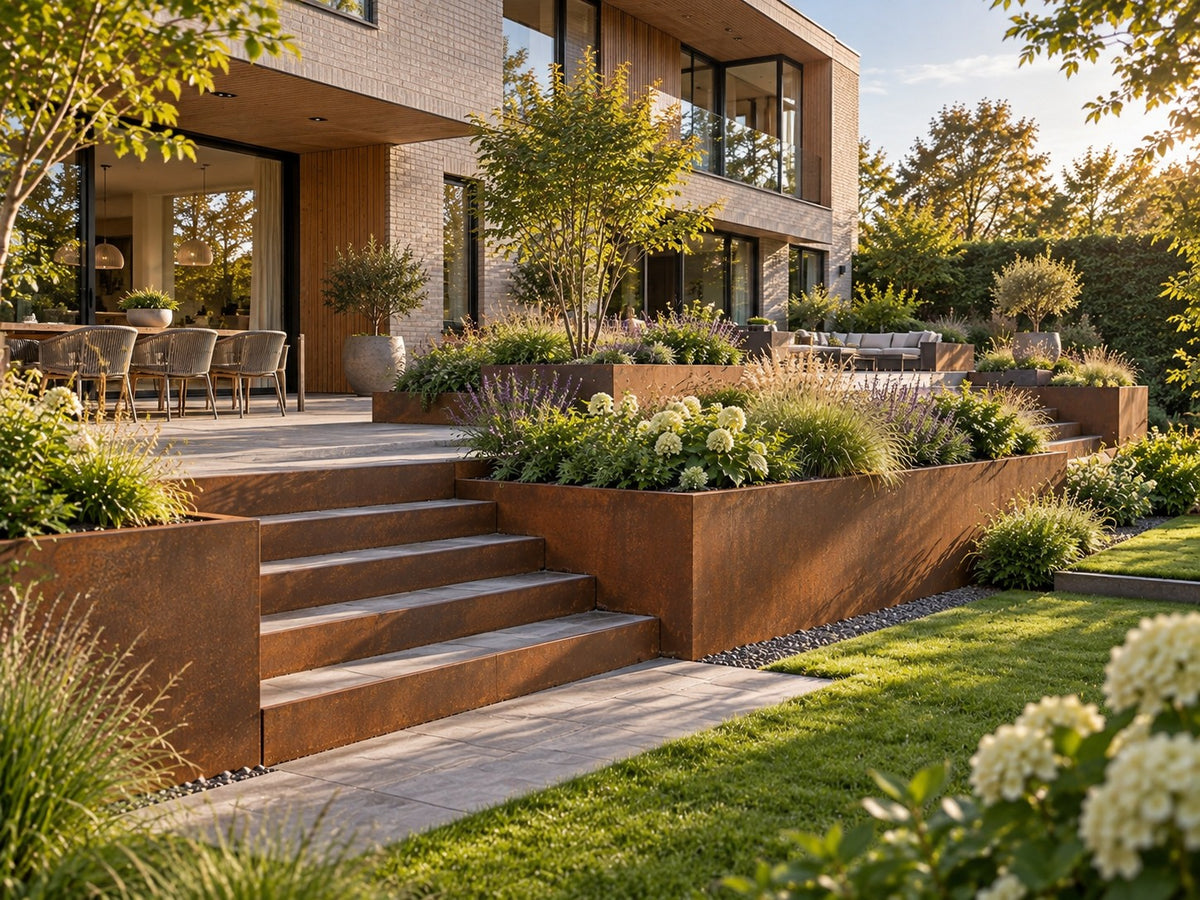 Corten retaining wall
