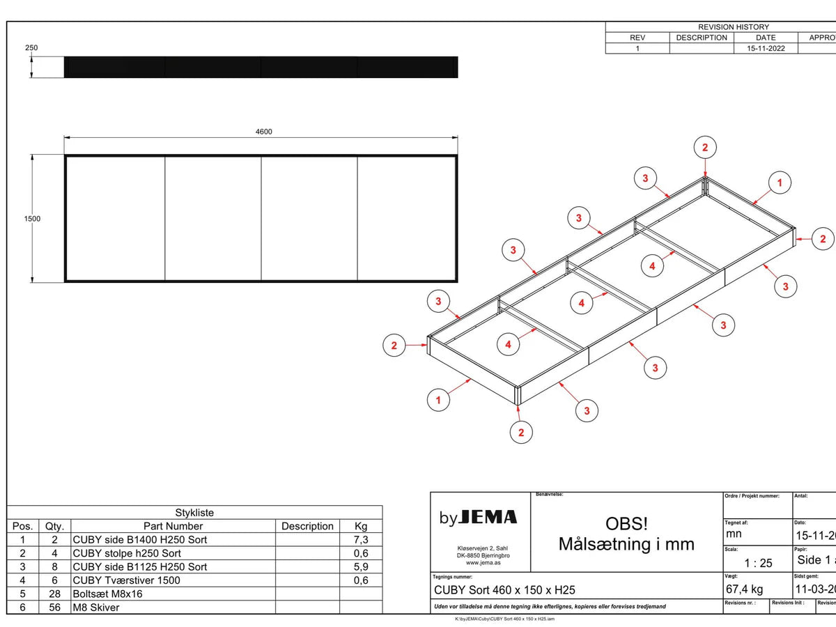Großes byJEMA CUBY Hochbeet aus schwarz pulverbeschichtetem Stahl nach Sondermaß