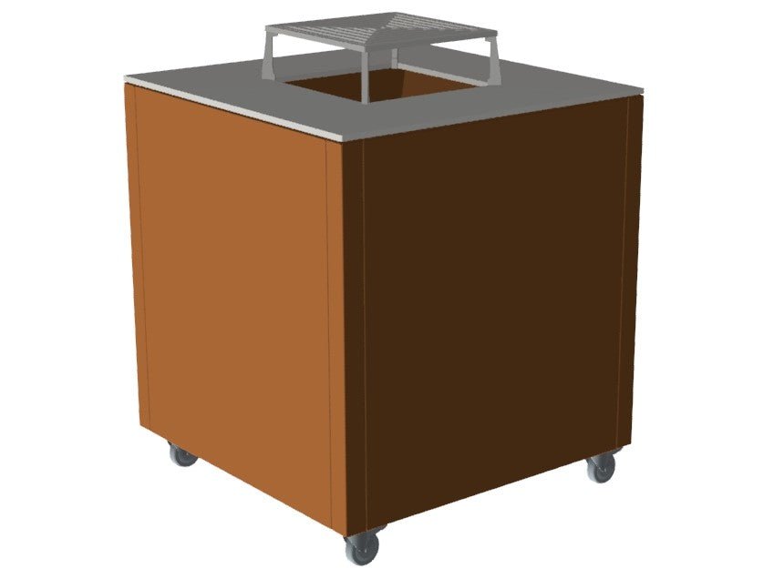 byJEMA Feuerstelle aus Cortenstahl auf Rollen – mobile Outdoor-Feuerstelle mit Grillrost