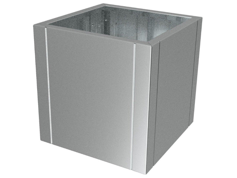 CUBY niedriger quadratischer Pflanzkübel aus verzinktem Stahl als freistehendes Produkt