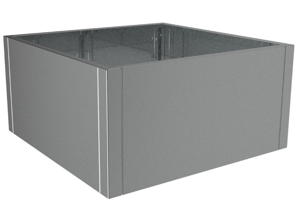 CUBY niedriger quadratischer Pflanzkübel aus verzinktem Stahl als freistehendes Produkt