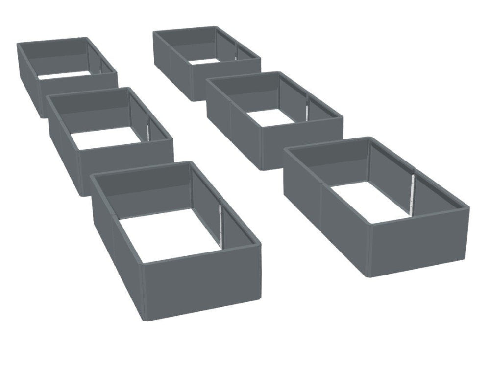 Mehrere EDGY Hochbeete aus verzinktem Stahl als modulares System