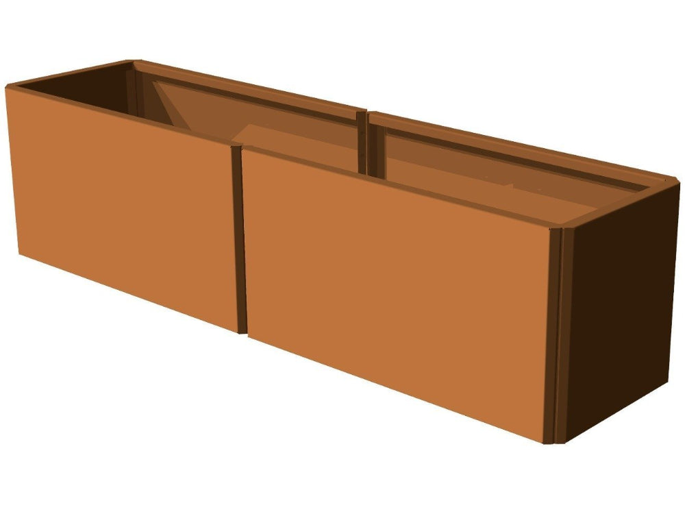 Niedriger rechteckiger EDGY Pflanzkübel aus Cortenstahl freistehend