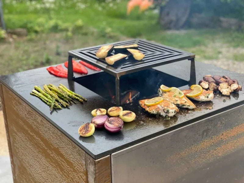 BBQ fire pit grill CUBY corten steel 60 x 60 x 40 cm