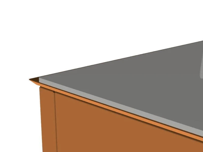 Tropfschale aus Cortenstahl als Teil des Grillaufbaus