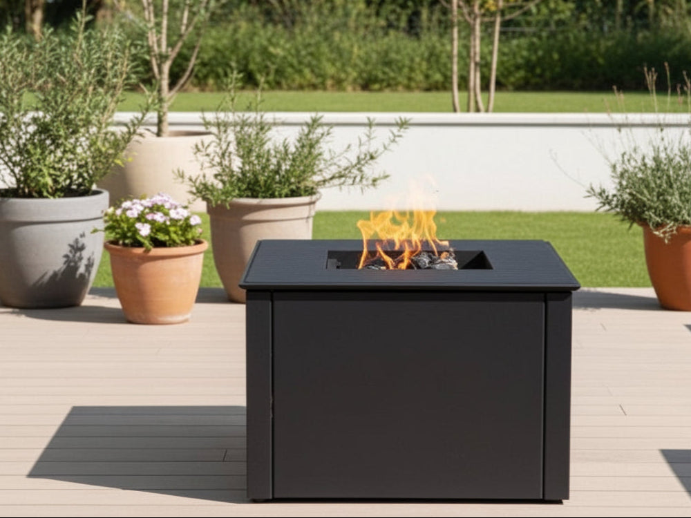 CUBY fire pit grill in black – 60 × 60 × 40 cm