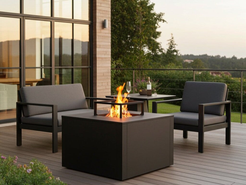 CUBY fire pit grill in black – 60 × 60 × 40 cm