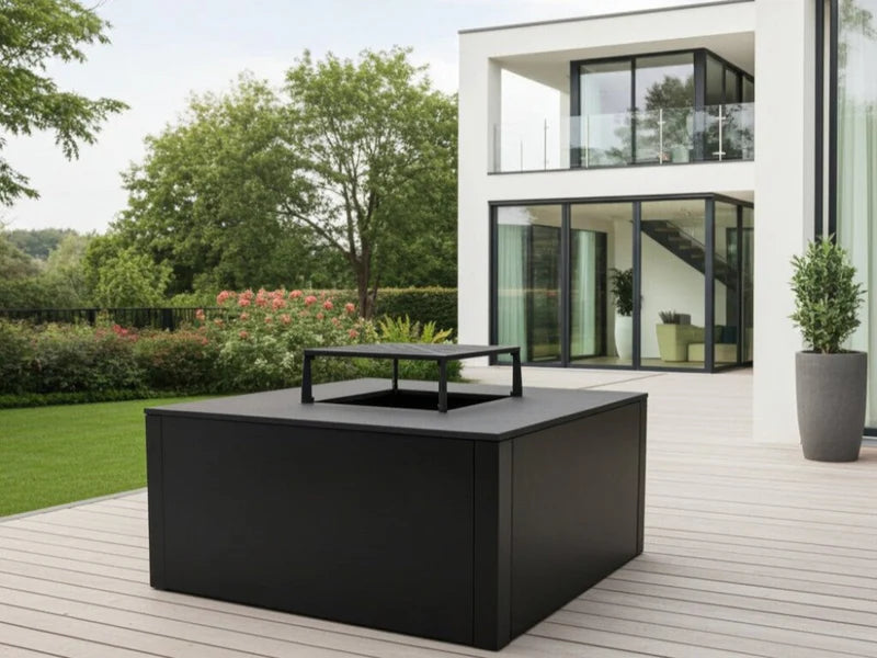 BBQ fire pit CUBY black 80 x 80 x 40 cm