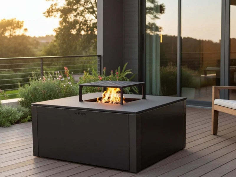 BBQ fire pit CUBY black 80 x 80 x 40 cm