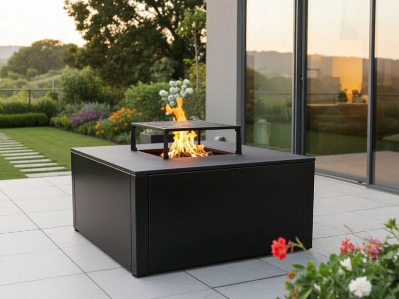 BBQ fire pit CUBY black 80 x 80 x 40 cm
