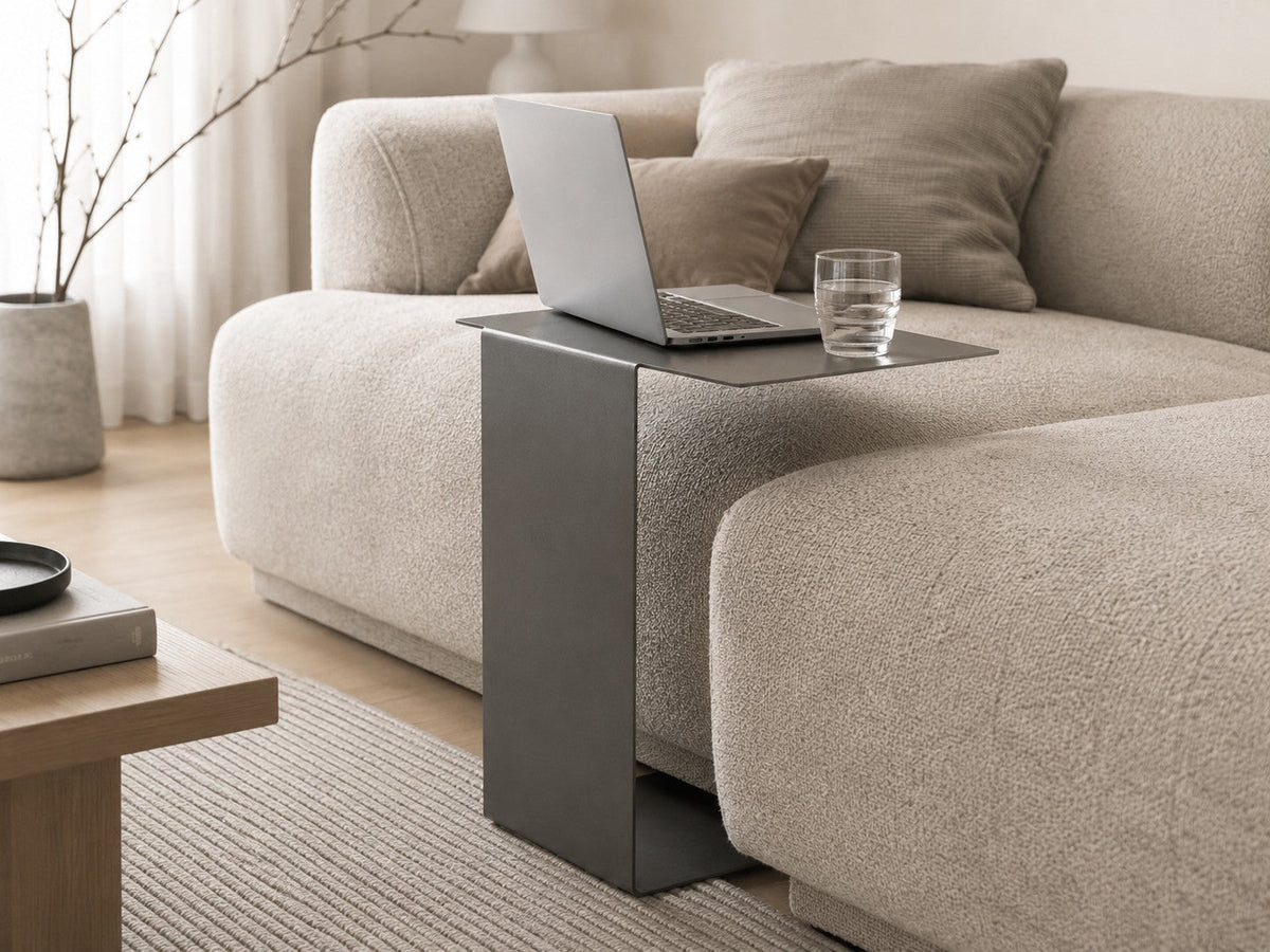 BAZE side table in raw steel – 39.5 cm