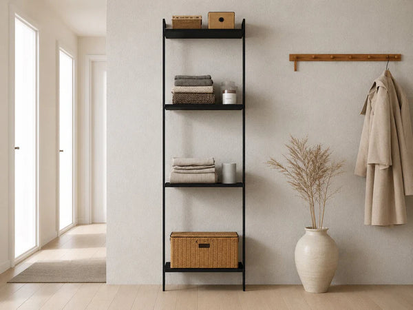 AXIS wardrobe system – black-lacquered, 52 × H205 cm, 4 shelves