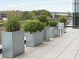 Hohe Pflanzkästen aus verzinktem Stahl von CUBY auf Dachterrasse