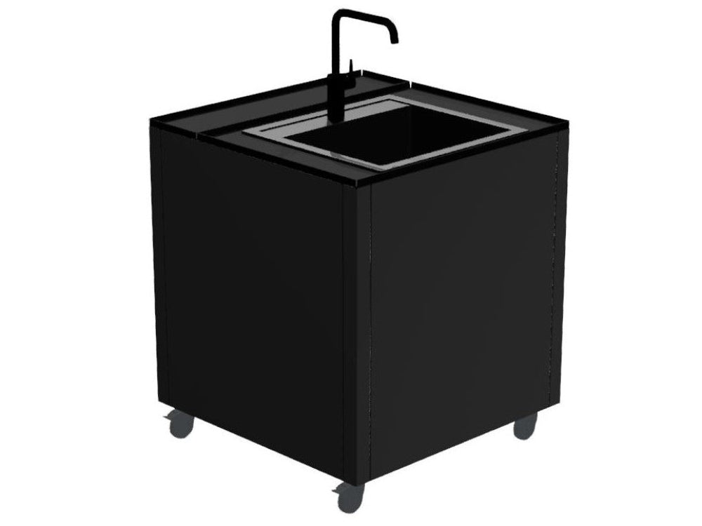 CUBY Spülmodul aus nasslackiertem schwarzem Stahl