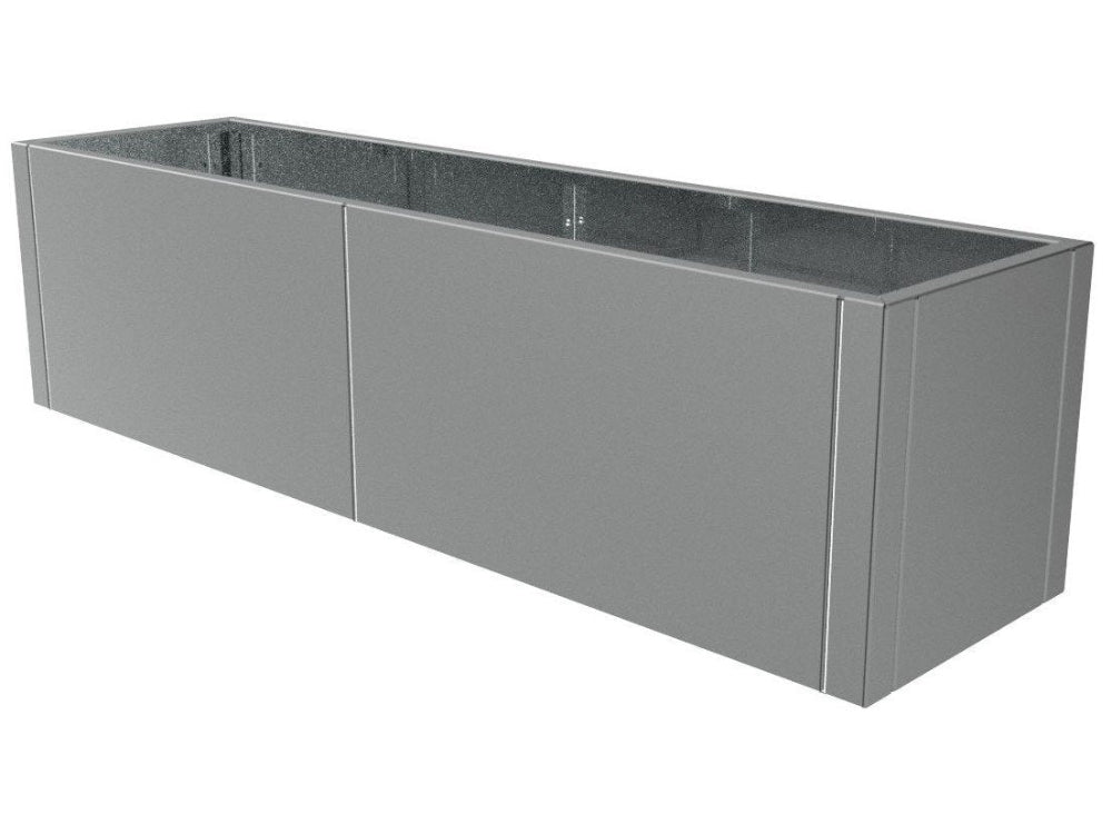 CUBY niedriger rechteckiger Pflanzkübel aus verzinktem Stahl als freistehendes Produkt