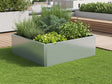 Quadratisches EDGY Hochbeet mit dichter Bepflanzung auf einer Dachterrasse