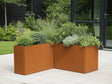 EDGY Winkel-Pflanzkübel aus Cortenstahl in hoher Ausführung als modulare Lösung
