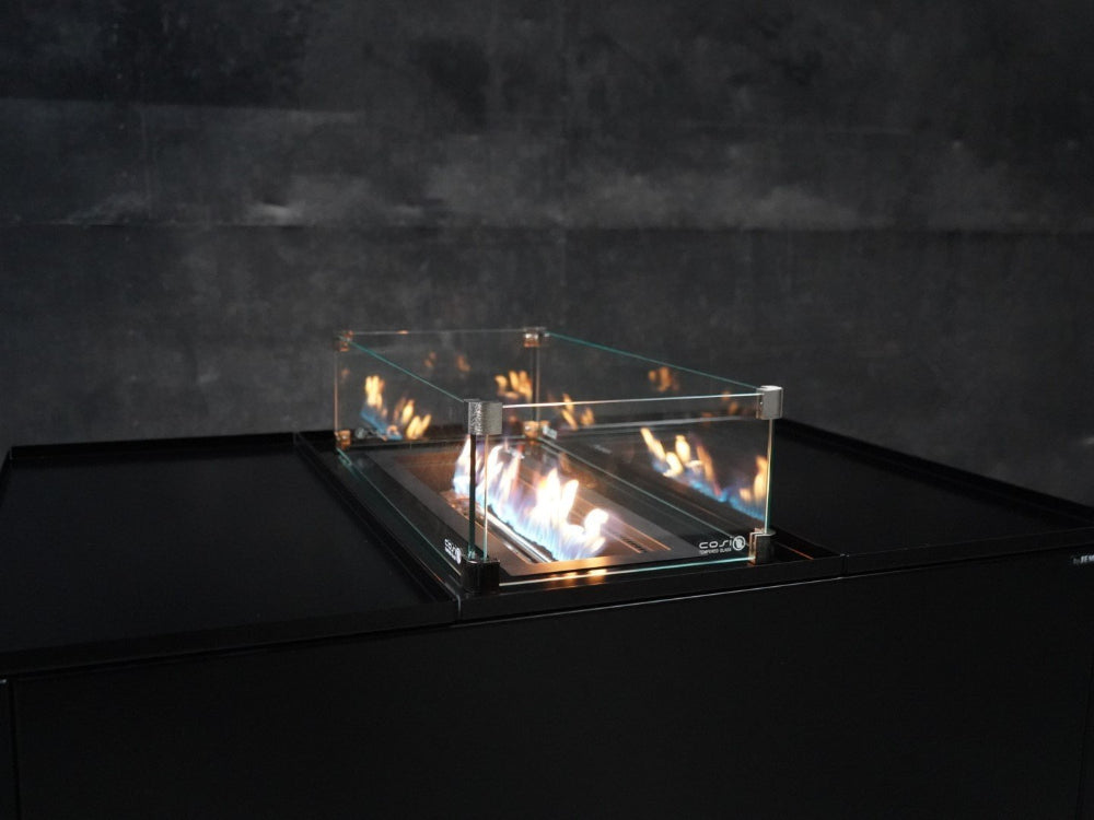 Glas für Feuertisch als Windschutz