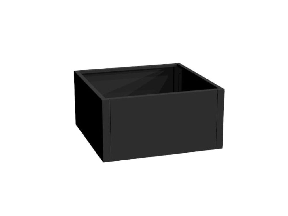 Schwarzes Hochbeet aus Metall CUBY 60 × 60 × 40 cm freigestellt auf weißem Hintergrund