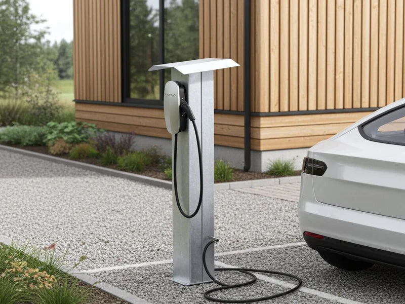Verzinkte Ladesäule für Elektroauto am Carport