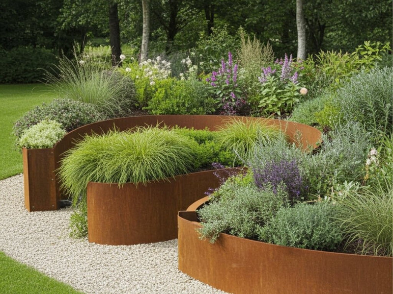 Endplatte für Stützmauer aus Cortenstahl