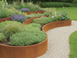 Geschwungene Stützmauer aus Cortenstahl im Gartendesign